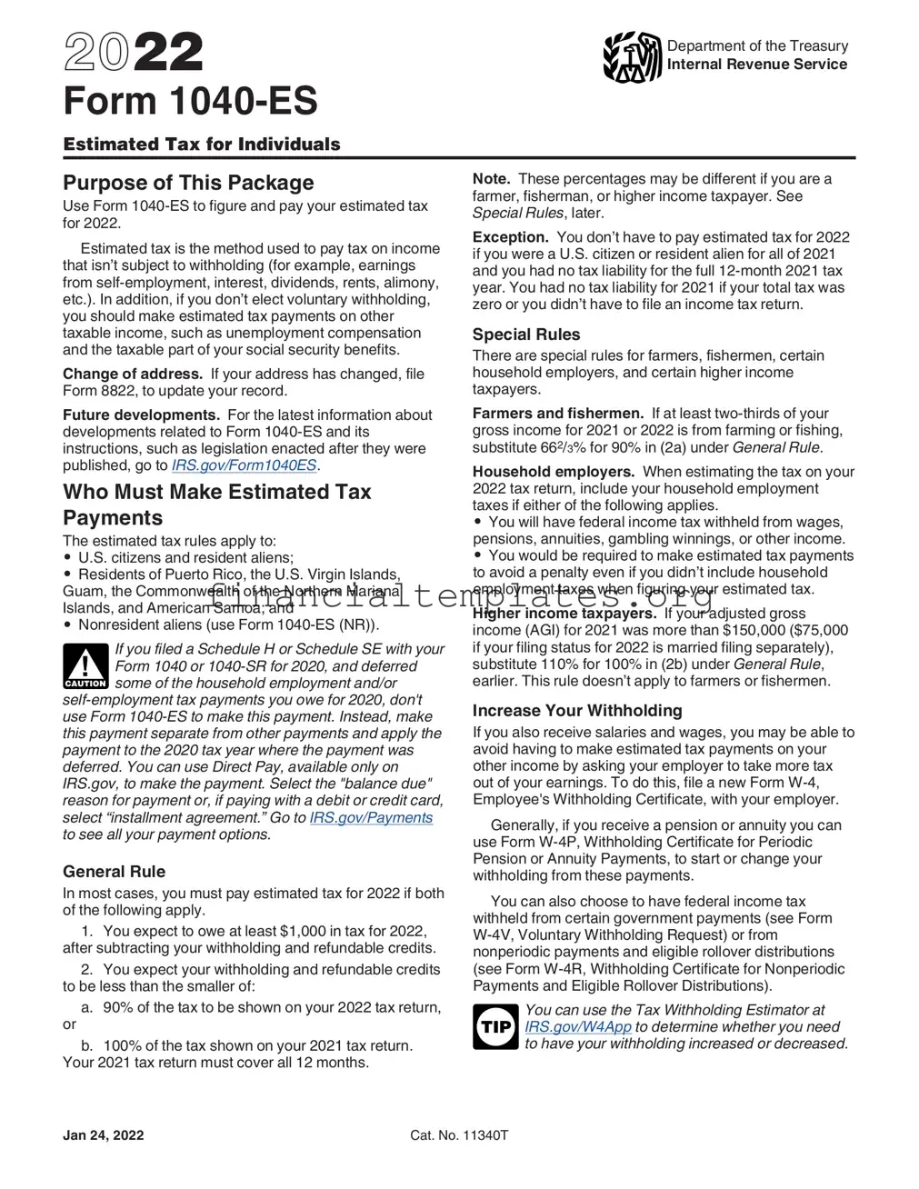 Get Us Estimated Tax Form