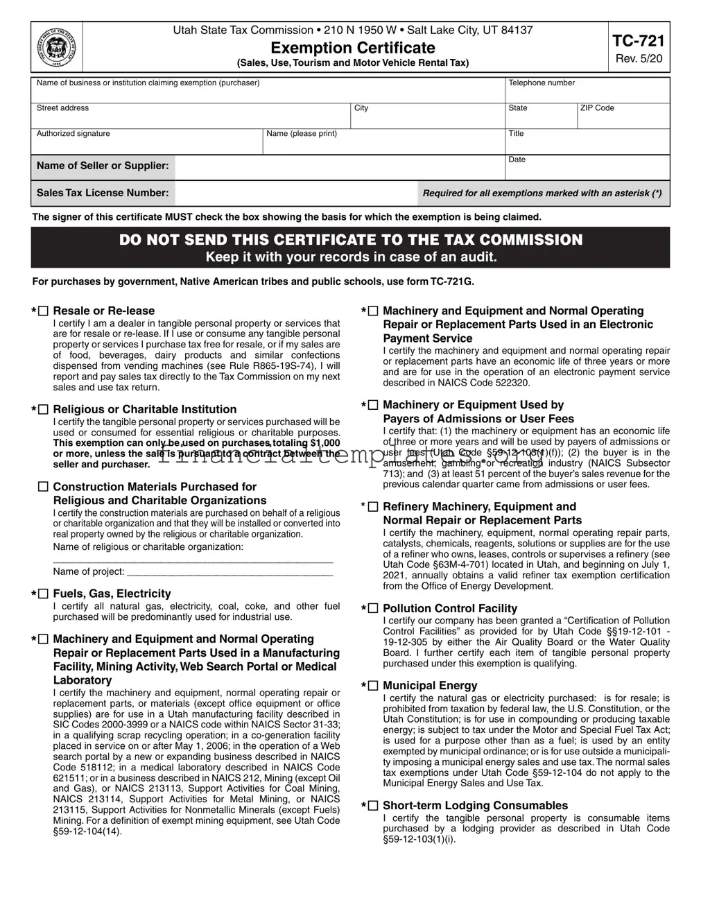 Get Utah Tax Exemption Form