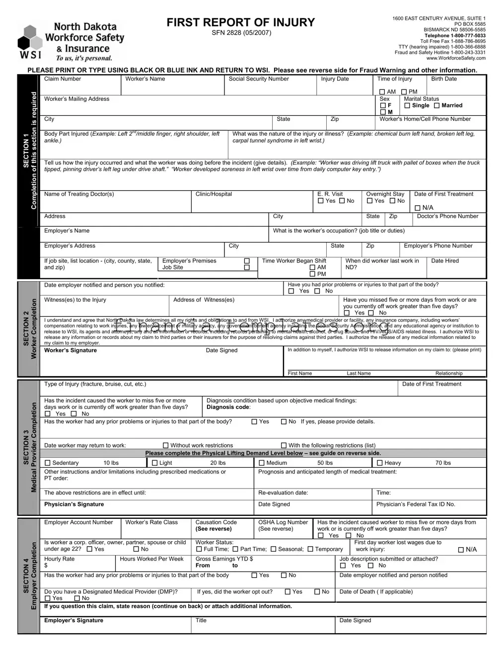 Get Wsi Ffirst Report Of Injury Form